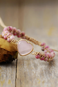 Rose Quartz Heart Beaded Bracelet - ONLINE EXCLUSIVE