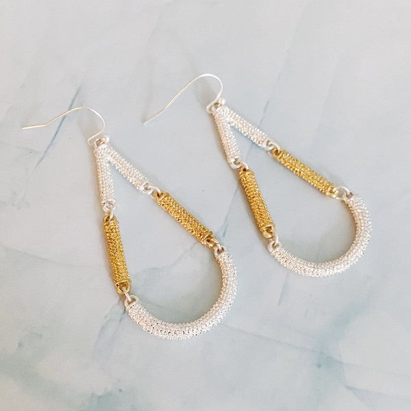 Two Toned Swing Dangle Earrings