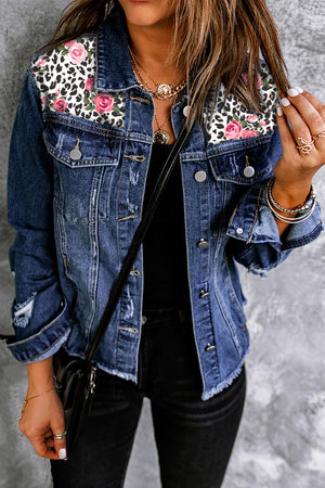 Floral Leopard Denim Jacket - ONLINE EXCLUSIVE