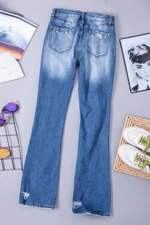 Distressed Flared Jeans with Pockets - ONLINE EXCLUSIVE