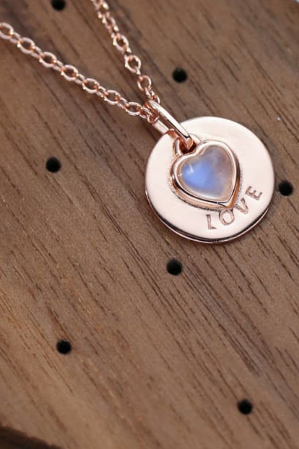 Moonstone LOVE Heart Pendant 925 SS Necklace - ONLINE EXCLUSIVE