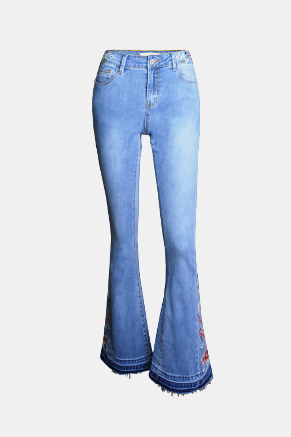 Buttoned Raw Hem Flare Jeans - ONLINE EXCLUSIVE