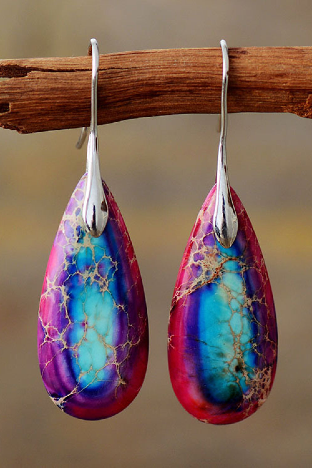 Handmade Teardrop Shape Natural Stone Dangle Earrings - ONLINE EXCLUSIVE