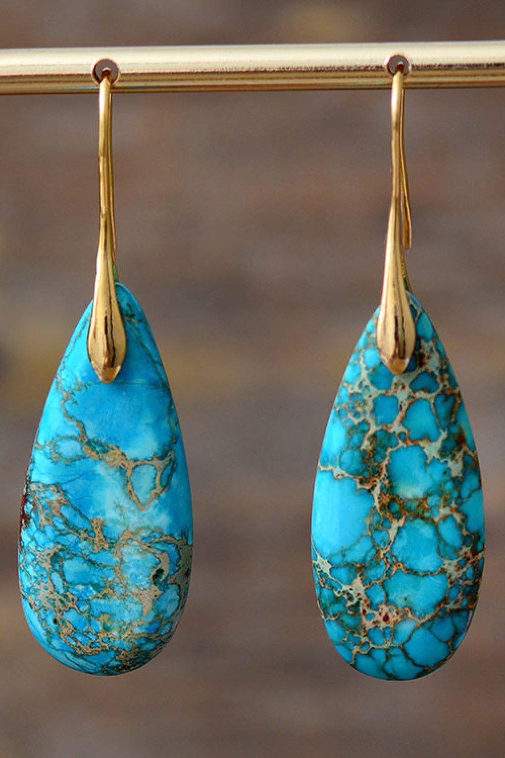 Handmade Teardrop Shape Natural Stone Dangle Earrings - ONLINE EXCLUSIVE
