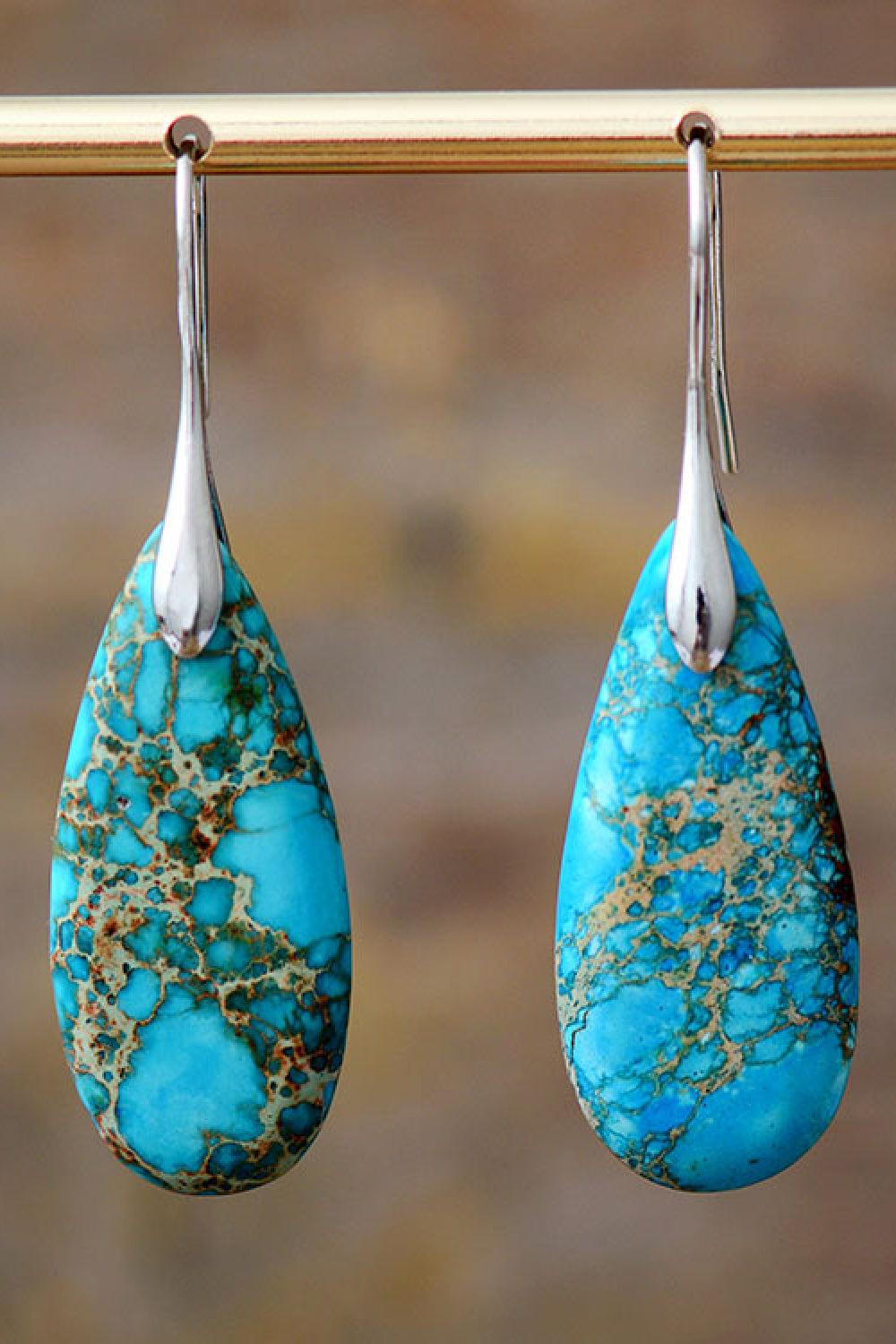 Handmade Teardrop Shape Natural Stone Dangle Earrings - ONLINE EXCLUSIVE