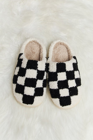 Checkered Plush Slide Slippers - ONLINE EXCLUSIVE