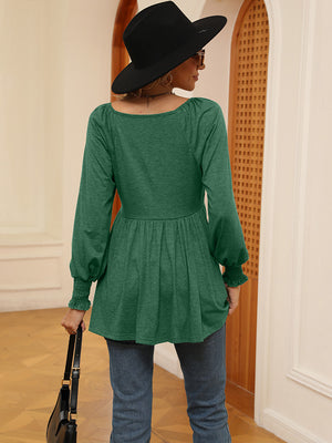 V-Neck Lantern Sleeve Blouse - ONLINE EXCLUSIVE