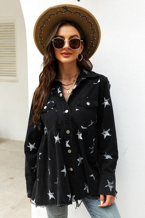 Star Print Denim Jacket - ONLINE EXCLUSIVE