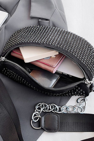 Rhinestone PU Leather Sling Bag - ONLINE EXCLUSIVE