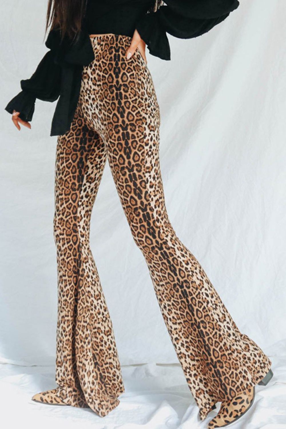 Leopard Print Flare Leg Pants - ONLINE EXCLUSIVE