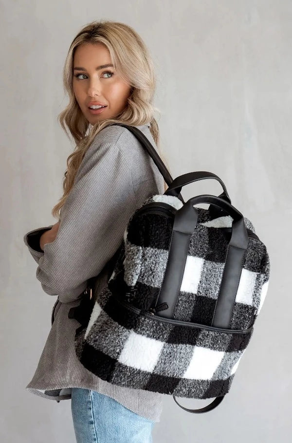Hattie Sherpa Backpack w/ Guitar Strap - Black or Red