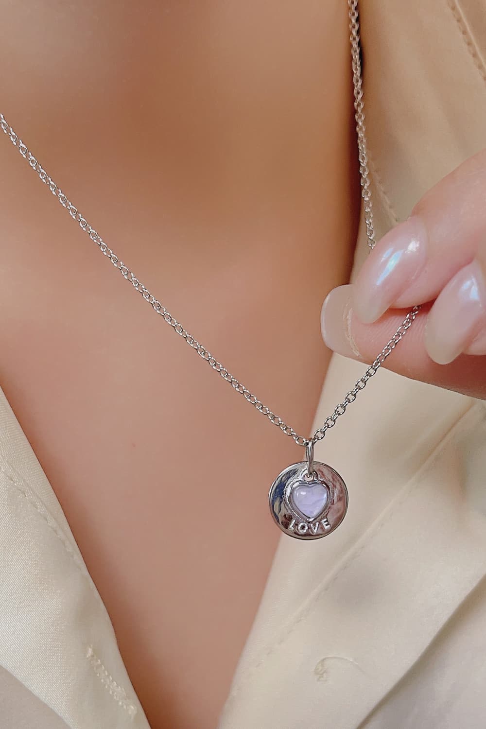Moonstone LOVE Heart Pendant 925 SS Necklace - ONLINE EXCLUSIVE