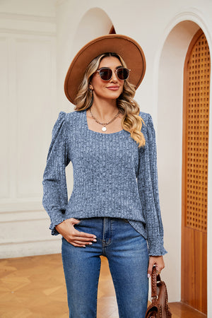 Square Neck Puff Sleeve Top