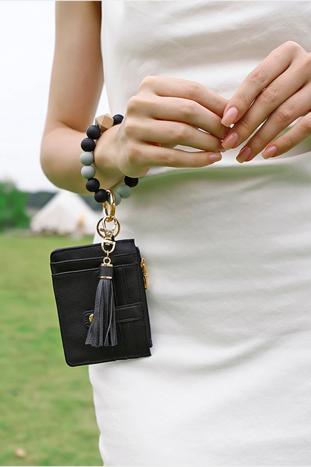 Beaded Bracelet Keychain with Wallet - ONLINE EXCLUSIVE