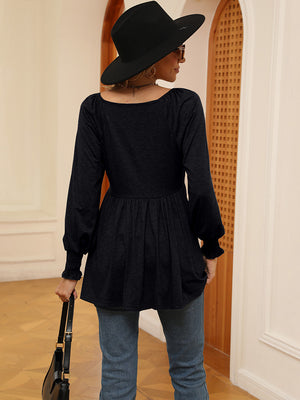 V-Neck Lantern Sleeve Blouse - ONLINE EXCLUSIVE