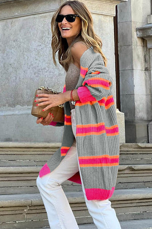 Bright Stripe Long Sleeve Cardigan - ONLINE EXCLUSIVE