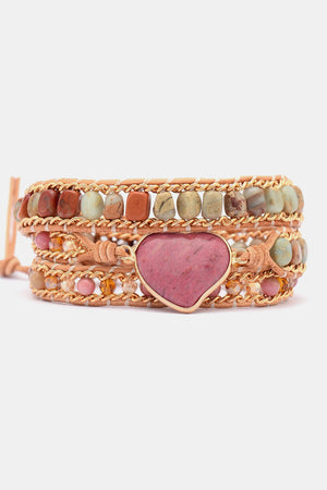 Handmade Heart Shape Triple Layer Beaded Bracelet - ONLINE EXCLUSIVE