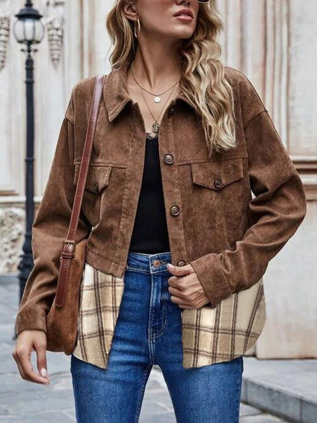 Chestnut Plaid Denim Jacket - ONLINE EXCLUSIVE