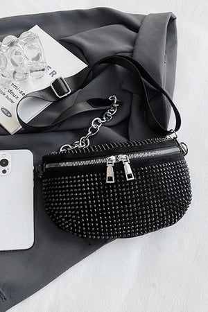 Rhinestone PU Leather Sling Bag - ONLINE EXCLUSIVE