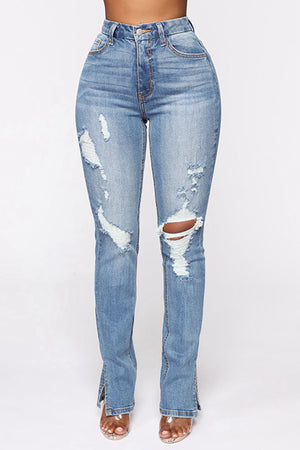 Distressed Slit Jeans - ONLINE EXCLUSIVE