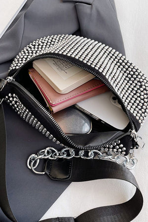 Rhinestone PU Leather Sling Bag - ONLINE EXCLUSIVE