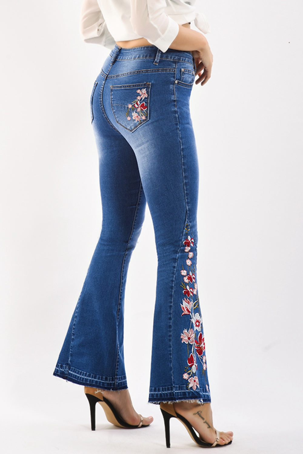 Flower Embroidery Wide Leg Jeans - ONLINE EXCLUSIVE