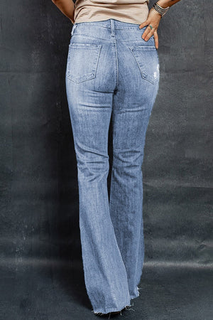 Distressed Raw Hem Flare Jeans - ONLINE EXCLUSIVE