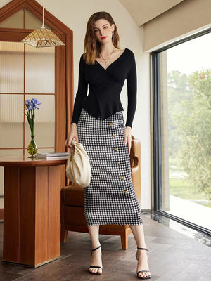 Houndstooth Midi Skirt - ONLINE EXCLUSIVE