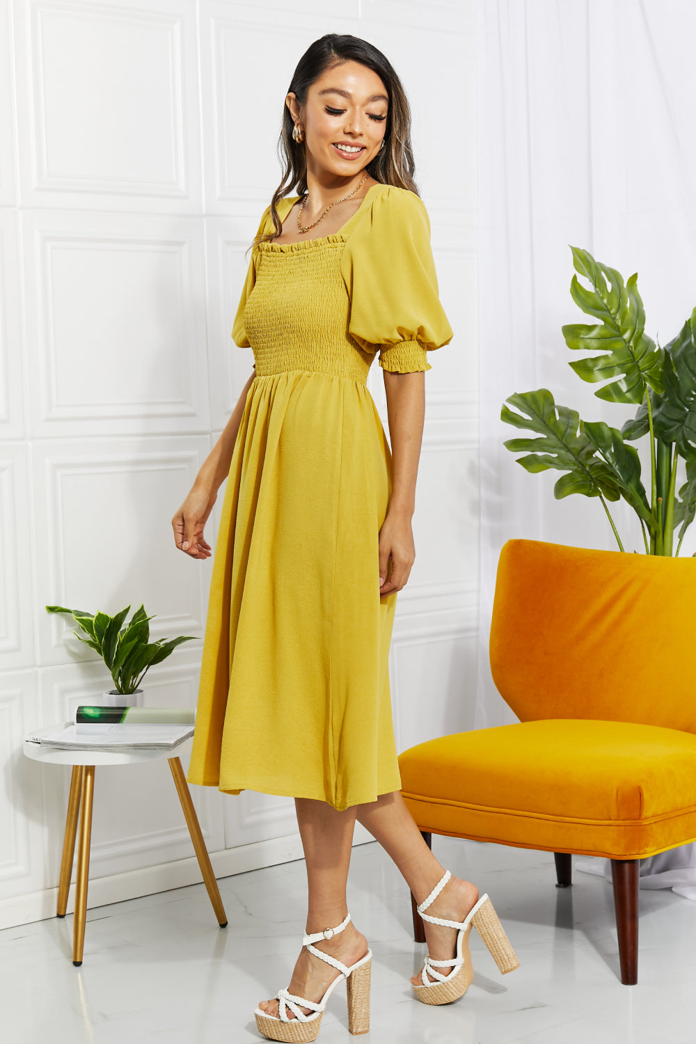 Love You Forever Square Neck Midi Dress - ONLINE EXCLUSIVE