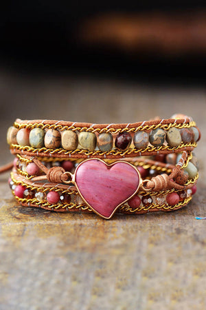 Handmade Heart Shape Triple Layer Beaded Bracelet - ONLINE EXCLUSIVE