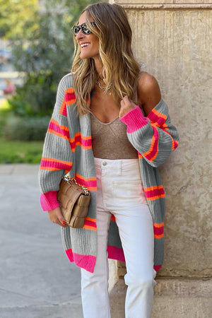 Bright Stripe Long Sleeve Cardigan - ONLINE EXCLUSIVE