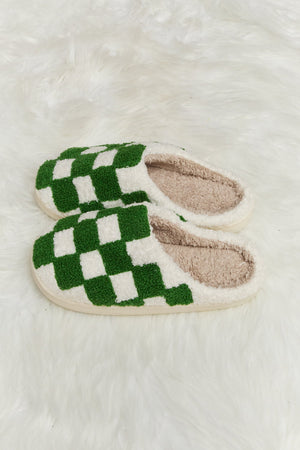 Checkered Plush Slide Slippers - ONLINE EXCLUSIVE