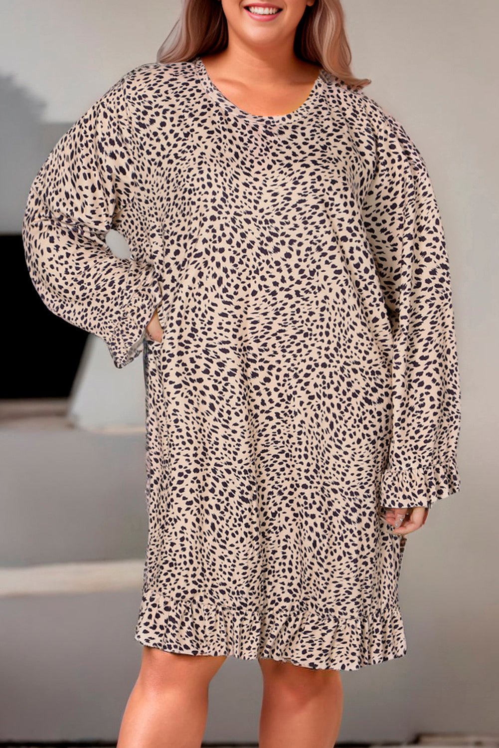 Leopard Print Long Sleeve Mini Dress - ONLINE EXCLUSIVE