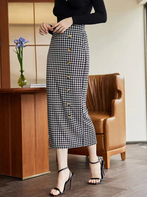 Houndstooth Midi Skirt - ONLINE EXCLUSIVE