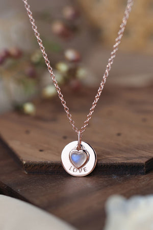 Moonstone LOVE Heart Pendant 925 SS Necklace - ONLINE EXCLUSIVE