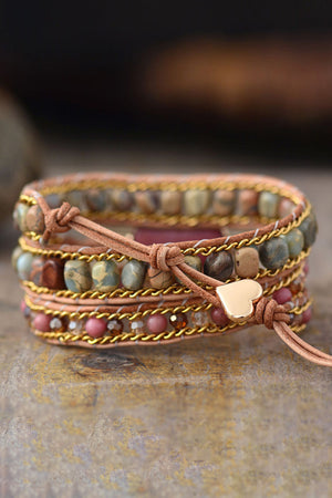 Handmade Heart Shape Triple Layer Beaded Bracelet - ONLINE EXCLUSIVE