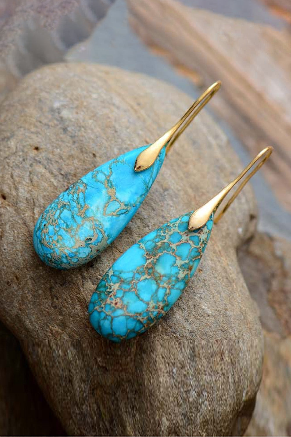 Handmade Teardrop Shape Natural Stone Dangle Earrings - ONLINE EXCLUSIVE