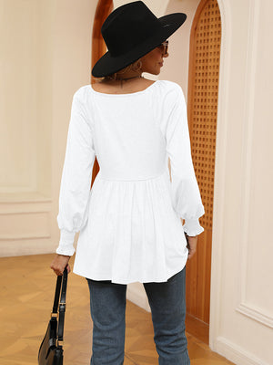 V-Neck Lantern Sleeve Blouse - ONLINE EXCLUSIVE