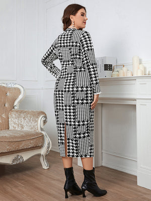 Houndstooth Button-Down Long Sleeve Dress - ONLINE EXCLUSIVE