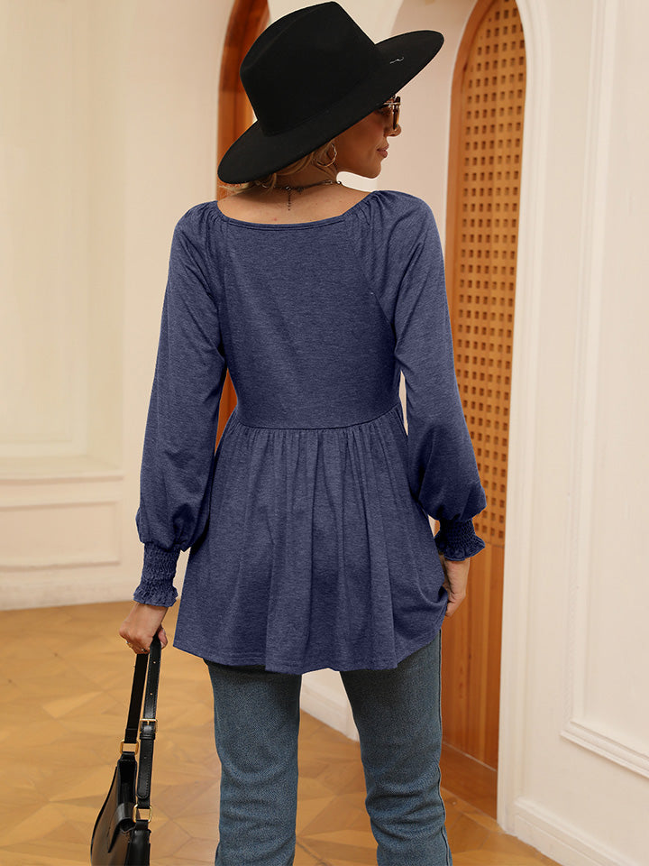 V-Neck Lantern Sleeve Blouse - ONLINE EXCLUSIVE