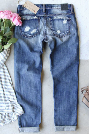 Pink Leopard Patch Distressed Jeans - ONLINE EXCLUSIVE