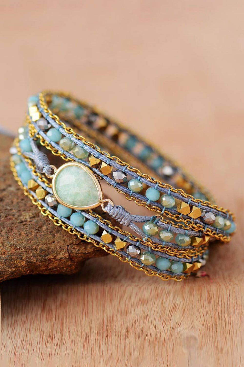 Handmade Teardrop Shape Triple Layer Beaded Bracelet - ONLINE EXCLUSIVE