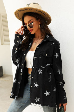 Star Print Denim Jacket - ONLINE EXCLUSIVE