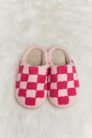 Checkered Plush Slide Slippers - ONLINE EXCLUSIVE