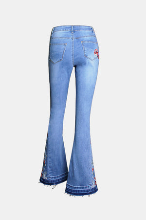 Buttoned Raw Hem Flare Jeans - ONLINE EXCLUSIVE