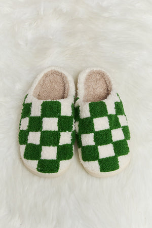 Checkered Plush Slide Slippers - ONLINE EXCLUSIVE