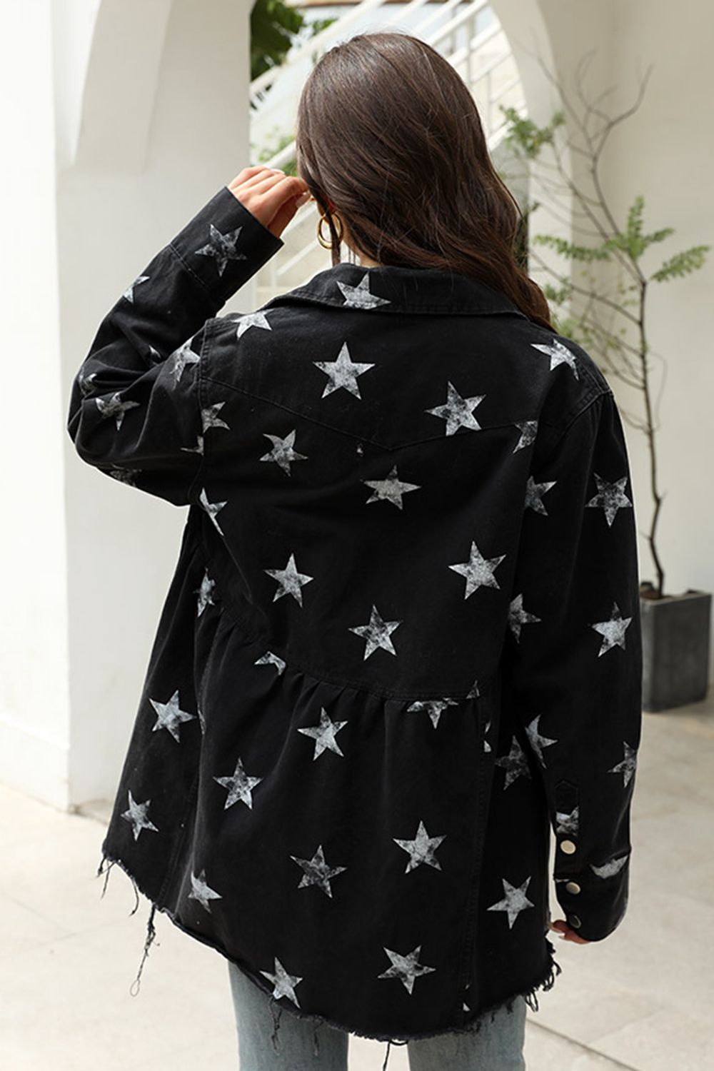 Star Print Denim Jacket - ONLINE EXCLUSIVE