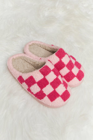 Checkered Plush Slide Slippers - ONLINE EXCLUSIVE