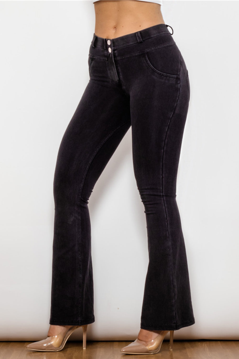 Atheleisure Buttoned Flare Jeans - ONLINE EXCLUSIVE