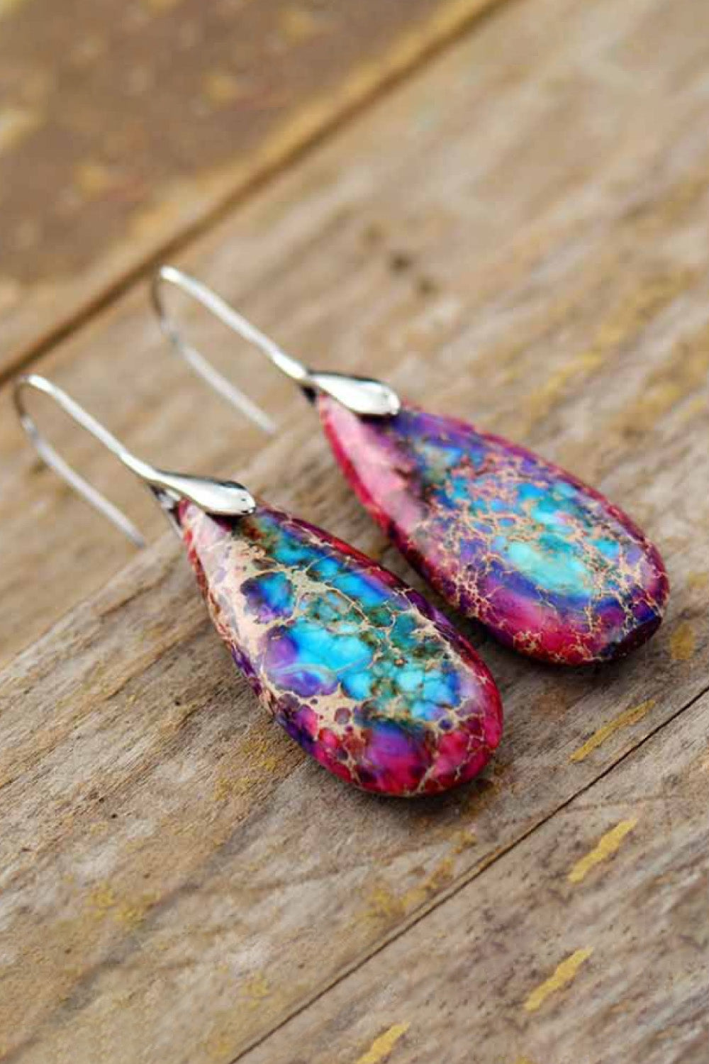 Handmade Teardrop Shape Natural Stone Dangle Earrings - ONLINE EXCLUSIVE